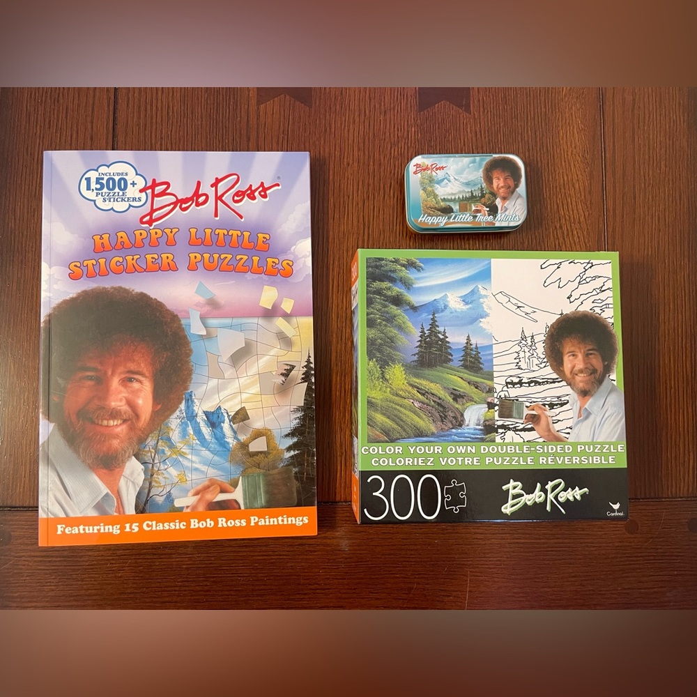 Bob Ross Lot - Color Puzzle and Happy Little Sticker Puzzle